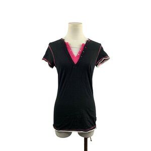 Anxiety Black & Pink Combo Top Large Y2K Style